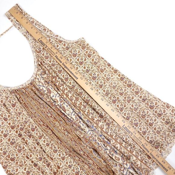 FREE PEOPLE Boho Mess Around Tunic Babydoll Mini Dress in Ivory Floral Womens XS - Picture 4 of 6